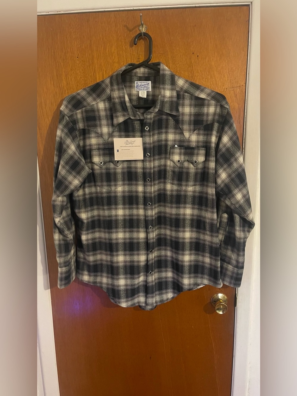 Rockmount Ranch Wear Mens Plush Flannel Black Plaid Western Shirt 647 XXL NWT